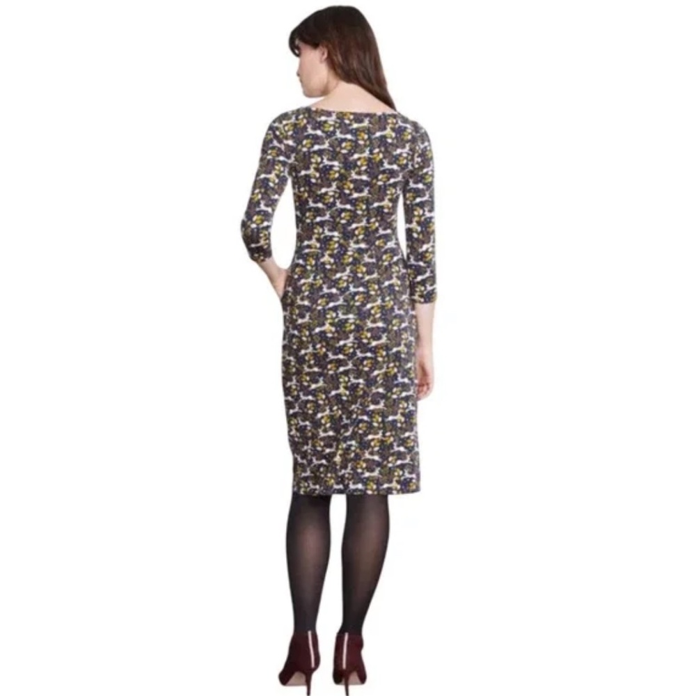 Boden Penny Jersey Boat Neck 3/4 Sleeve Rabbit Print Dress - Picture 2 of 6